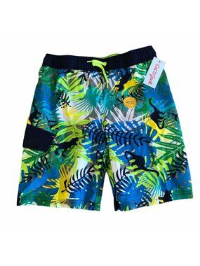 Cat & Jack Swim Trunks Boys M 8 10 Husky Blue Green Board Shorts Drawstring New